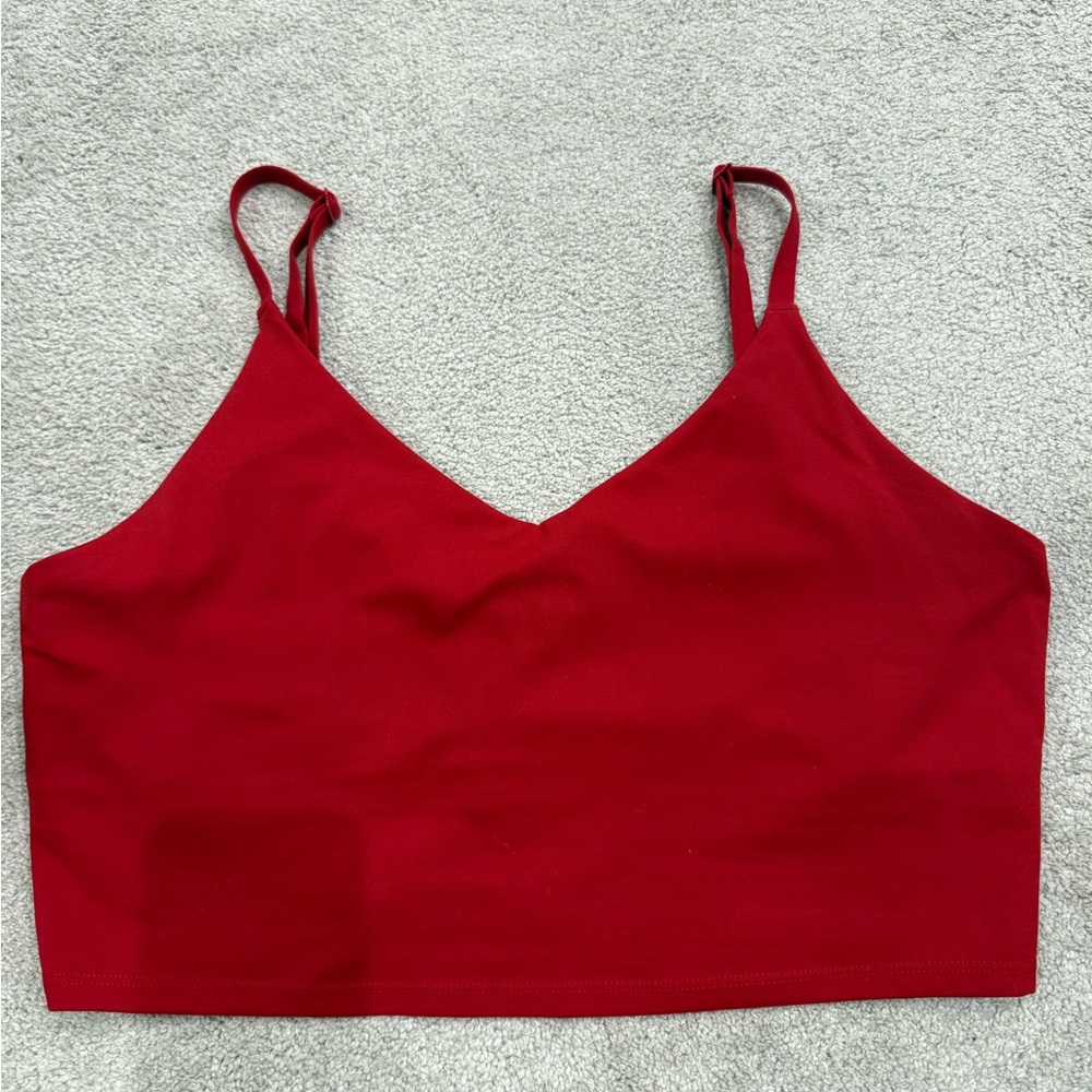 Athleta Red Cropped Tank Top with shelf bra, XL